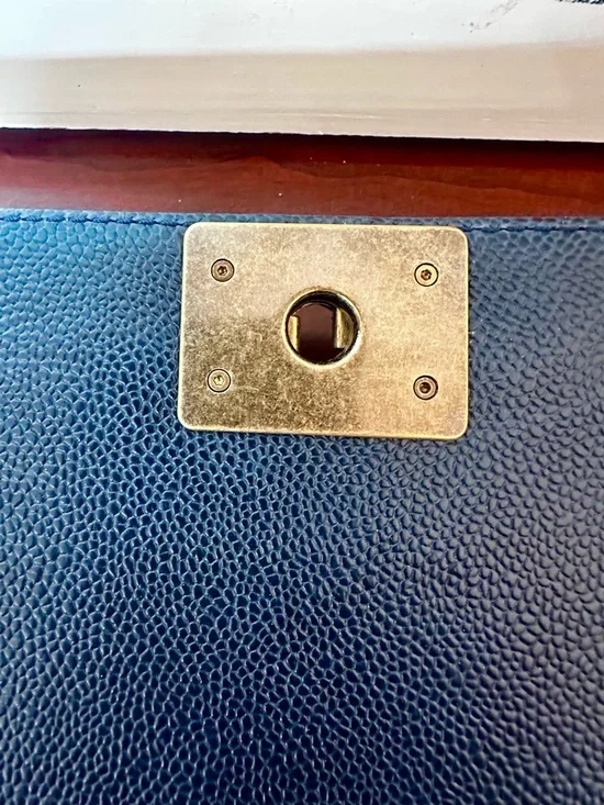 CHANEL Dark Navy Quilted Boy Flap Shoulder Bag with Gold Chain - Picture 11 of 16